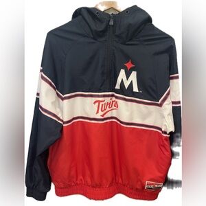 Minnesota Twins MLB Red White and Blue WindbreakerHoodie New Logo Men’s Small S